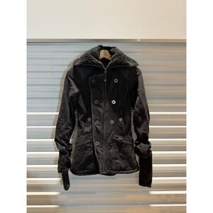 Lululemon Black Moto Jacket fur Lined buttons Size 4